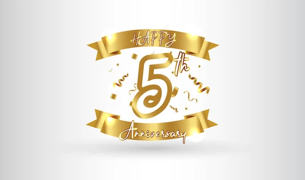 Anniversary Celebration Background 5Th Number Gold Words Golden Anniversary Celebration — Stock Vector