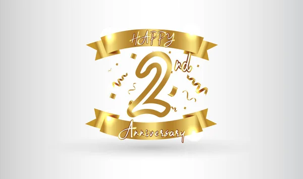 Anniversary Celebration Background 2Nd Number Gold Words Golden Anniversary Celebration — Stock Vector