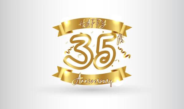 Aniversário Celebração Fundo Com 35O Número Ouro Com Palavras Celebração — Vetor de Stock