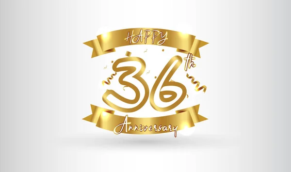 Aniversário Celebração Fundo Com 36O Número Ouro Com Palavras Celebração — Vetor de Stock