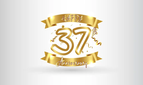 Anniversary Celebration Background 37Th Number Gold Words Golden Anniversary Celebration — 스톡 벡터