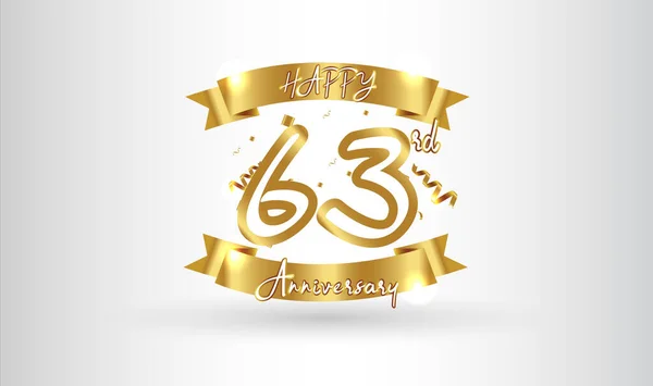 Anniversary Celebration Background 63Rd Number Gold Words Golden Anniversary Celebration — 스톡 벡터