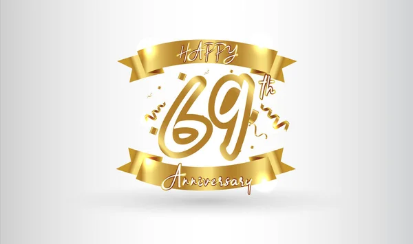 Anniversary Celebration Background 69Th Number Gold Words Golden Anniversary Celebration — Stock Vector