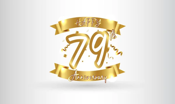 Anniversary Celebration Background 79Th Number Gold Words Golden Anniversary Celebration — Stock Vector