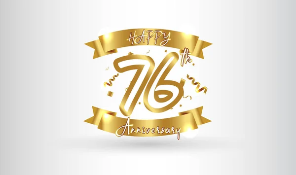 Anniversary Celebration Background 76Th Number Gold Words Golden Anniversary Celebration — Stock Vector