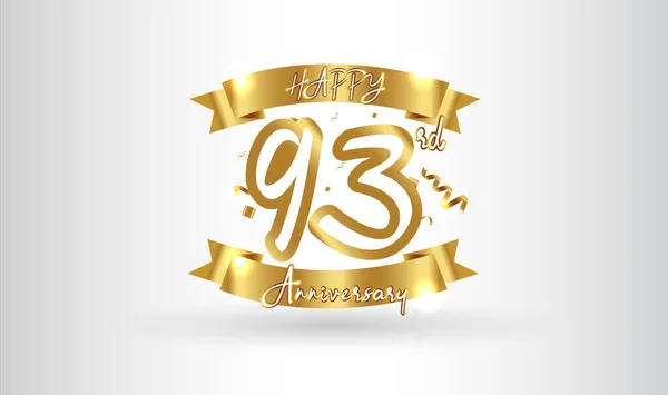 Aniversário Celebração Fundo Com 93Rd Número Ouro Com Palavras Celebração — Vetor de Stock