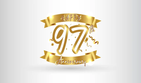 Anniversary Celebration Background 97Th Number Gold Words Golden Anniversary Celebration — Stock Vector