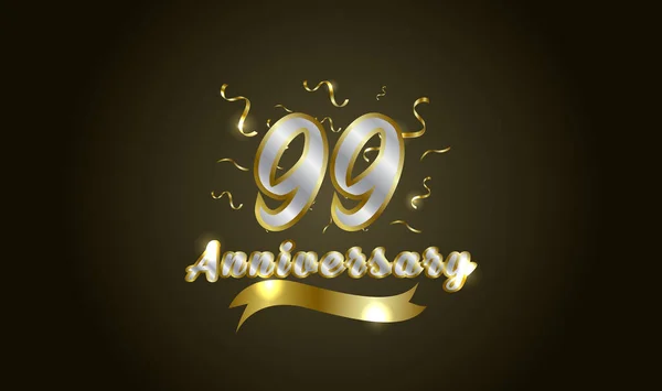 Aniversário Celebração Fundo Com 99O Número Ouro Com Palavras Celebração —  Vetores de Stock