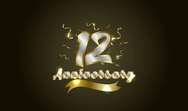 Aniversário Celebração Fundo Com 12O Número Ouro Com Palavras Celebração — Vetor de Stock