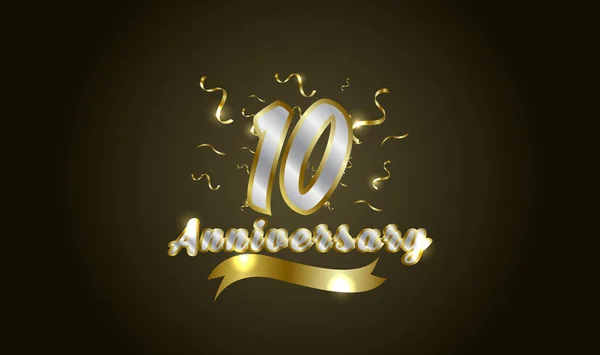 Anniversary Celebration Background 10Th Number Gold Words Golden Anniversary Celebration — Stock Vector