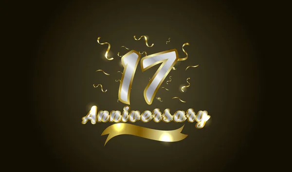 Aniversário Celebração Fundo Com 17O Número Ouro Com Palavras Celebração — Vetor de Stock