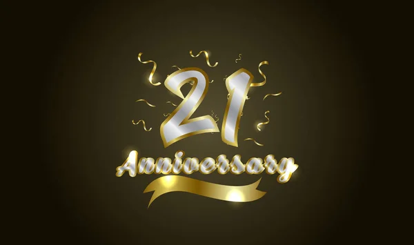Anniversary Celebration Background 21St Number Gold Words Golden Anniversary Celebration — 스톡 벡터