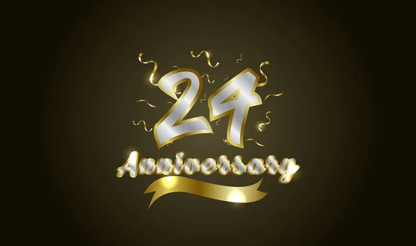Aniversário Celebração Fundo Com 24O Número Ouro Com Palavras Celebração — Vetor de Stock