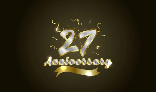 周年纪念活动的背景 在第27个数字的黄金和字黄金周年庆祝 — 图库矢量图片