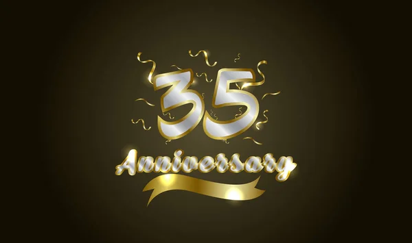 Aniversário Celebração Fundo Com 35O Número Ouro Com Palavras Celebração —  Vetores de Stock