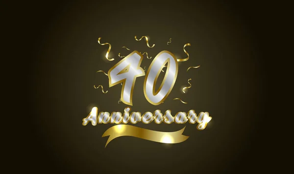 Aniversário Celebração Fundo Com 40O Número Ouro Com Palavras Celebração —  Vetores de Stock