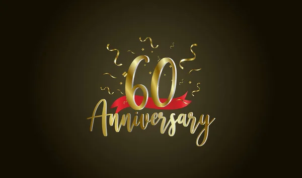 Aniversário Celebração Fundo Com 60O Número Ouro Com Palavras Celebração Gráficos Vetores