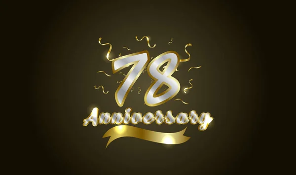Aniversário Celebração Fundo Com 78O Número Ouro Com Palavras Celebração —  Vetores de Stock