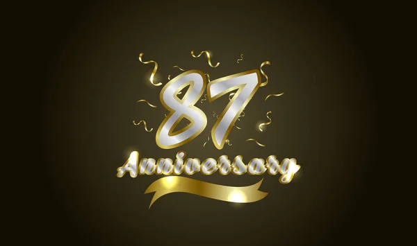 周年纪念活动的背景 用黄金标上第87个数字 并写上庆祝金婚的字样 — 图库矢量图片