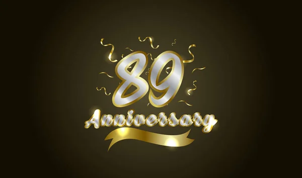 周年纪念活动的背景 用金子标上第89个数字 并写上庆祝金婚的字样 — 图库矢量图片