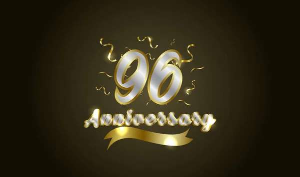 Jubileum Viering Achtergrond Met Het 96Ste Nummer Goud Met Woorden — Stockvector