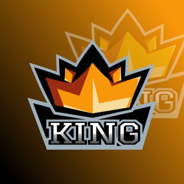 King Crown E-Sports logosu, maskot logosu, düzenlenebilir vektör.