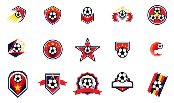 Set Soccer Logo Football Club Sign Badge Football Logo Shield — Stock Vector