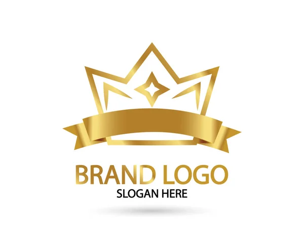 Grote Luxe Gouden Kroon Royal Elegante Logo Vector Ontwerp — Stockvector