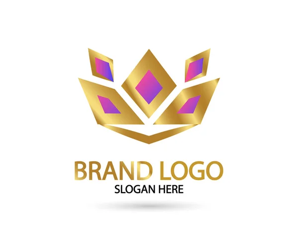 Grande Corona Oro Lusso Royal Elegante Logo Vettoriale Design — Vettoriale Stock
