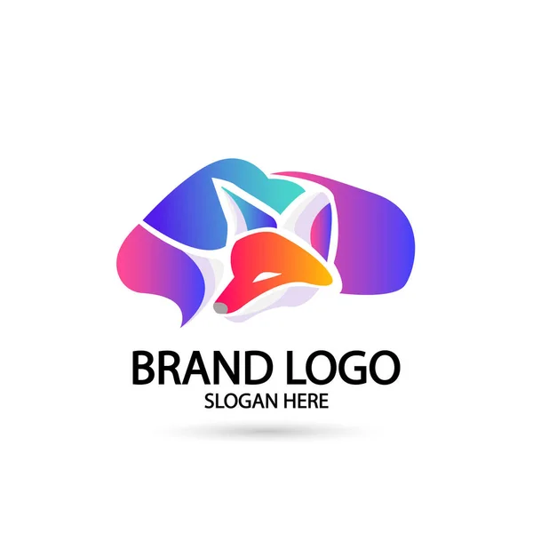 Творча Лисиця Animal Modern Simple Gradient Design Concept Logo Set — стоковий вектор