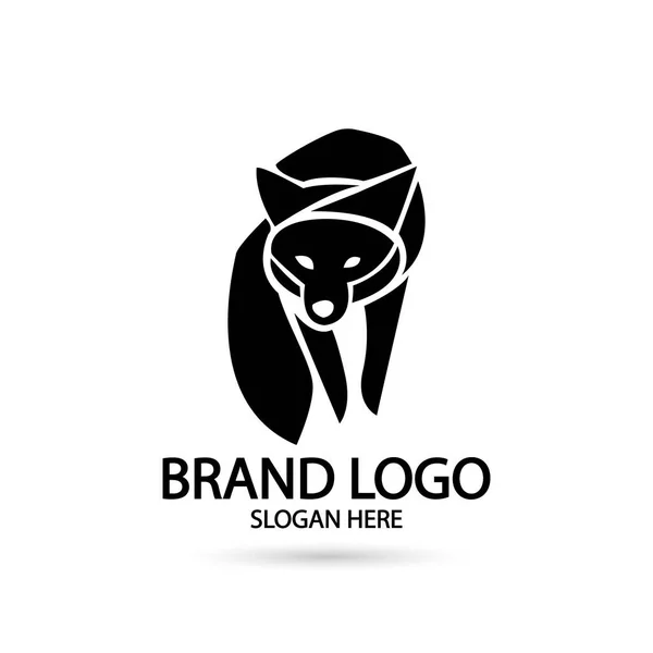 Volpe Creativa Animal Modern Simple Silhouette Design Concept Logo Set — Vettoriale Stock