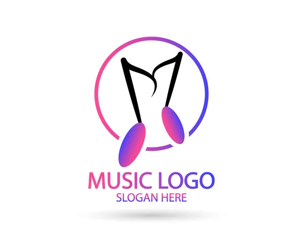 Modèle Logo Musical Note Musicale Vinyle Enregistrement Vectoriel Design Illustration — Image vectorielle