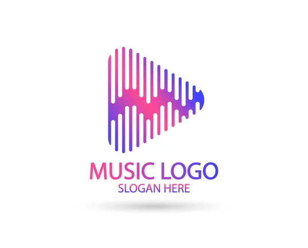 Modelo Logotipo Música Nota Musical Design Vetor Ícone Play Ilustração Ilustração De Bancos De Imagens