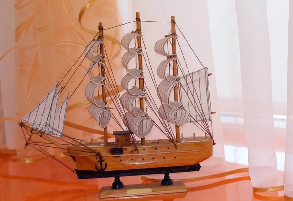 wooden souvenir ship with sails