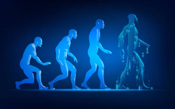 Concepto Evolución Del Avance Tecnológico Evolución Del Hombre Estilo Futurista — Vector de stock