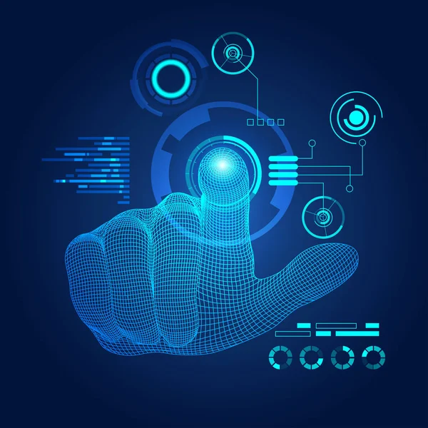 Wireframe Hand Using Digital Interface Concept Communication World — Stock Vector