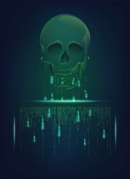 Concept Ordinateur Virus Piratage Piratage Internet Forme Crâne Combinée Avec — Image vectorielle