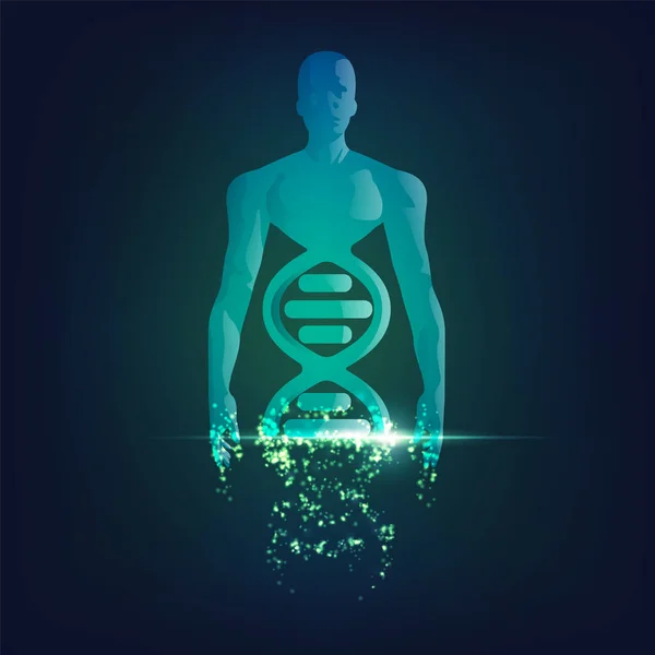 Concept Technology Advancement Dna Symbol Combined Human Body — Stock Vector