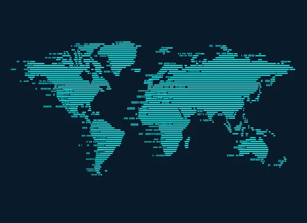 Mapa Světa Digitálním Technologickém Stylu Koncepce Světa Digitálních Technologií — Stockový vektor