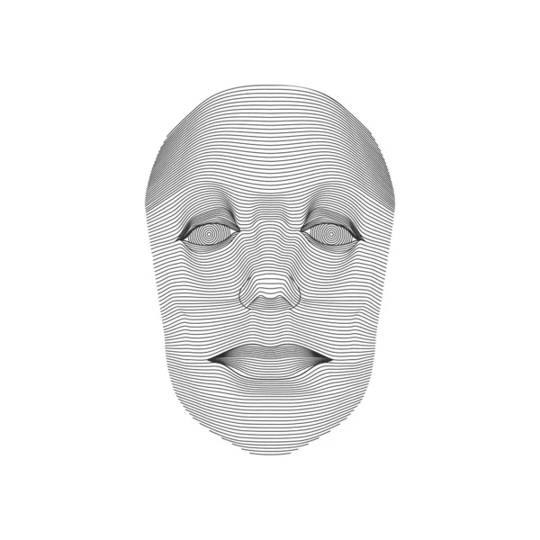 Digitální Skenování Obličeje Lidská Tvář Prezentovaná Linkovaném Umění — Stockový vektor