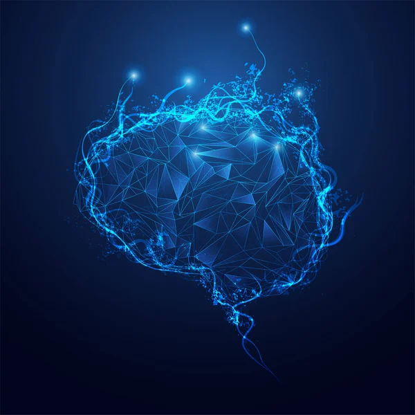 多边形大脑的面向未来的图形 技术保健的概念 人类身体的3D部分 — 图库矢量图片