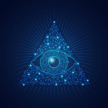 graphic of triangle electronic eye presented in futuristic style clipart