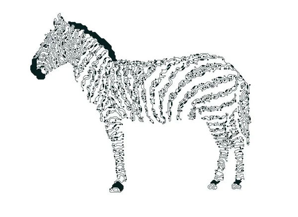 Futuristico Cavallo Elettronico Forma Zebra Combinata Con Scheda Elettronica Concetto — Vettoriale Stock