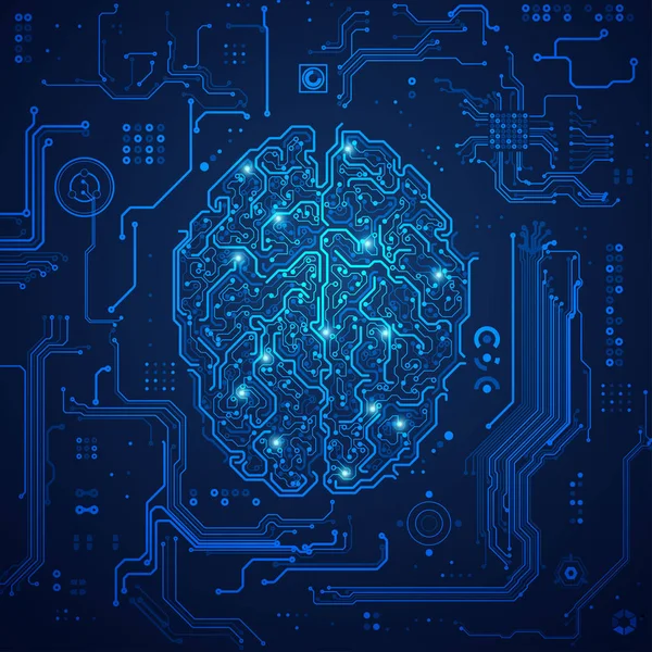 Graphic Brain Technological Look Concept Technology Advancement Digital Blueprint Brain — Stock Vector
