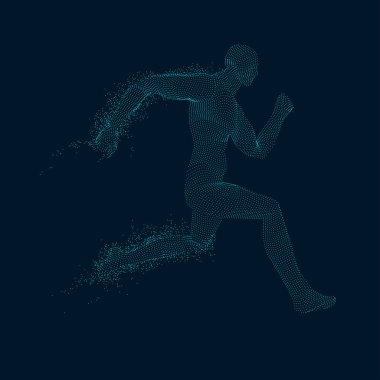 Şimşek elementi ile çalışan dijital adam grafiği, spor bilimi kavramı