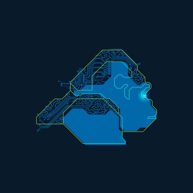 Dijital fütüristik şekildeki gorilin karakter tasarımı grafiği