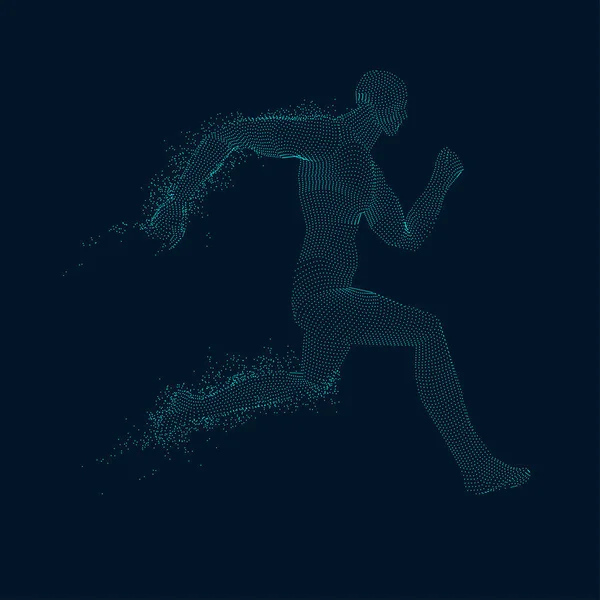 Grafik Manusia Digital Berjalan Dengan Elemen Petir Konsep Ilmu Olahraga - Stok Vektor