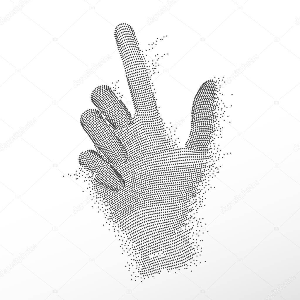 concept of technology advancement, graphic of dotted hand pointing