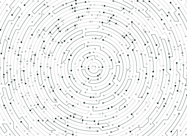 Abstract Futuristisch Zwart Elektronisch Patroon Witte Achtergrond Digitale Technologie Doolhof — Stockvector