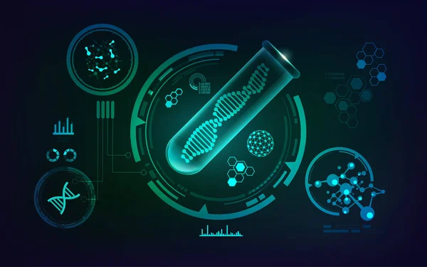 Concetto Ingegneria Genetica Vettore Provetta Realistica Forma Del Dna All — Vettoriale Stock